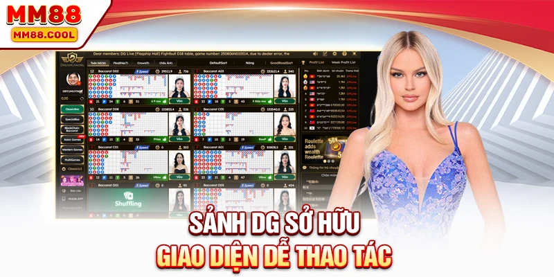 Sảnh DG sở hữu giao diện dễ thao tác